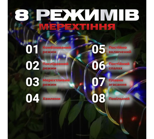 Гірлянда вулична Дюралайт 240 LED, 7 м, морозостійка, мультиколор