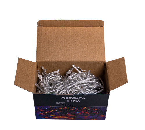 Гірлянда-нитка 220 LED, 22 м, від мережі, прозорий кабель, білий