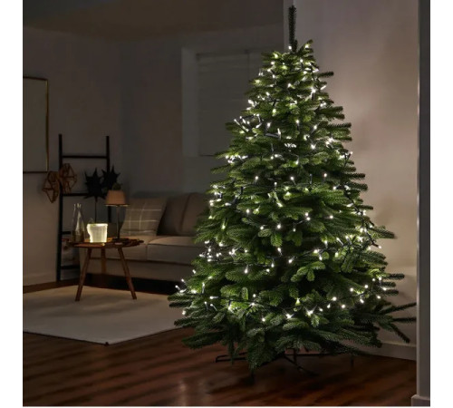 Гірлянда-нитка 220 LED, 22 м, від мережі, чорний кабель, білий