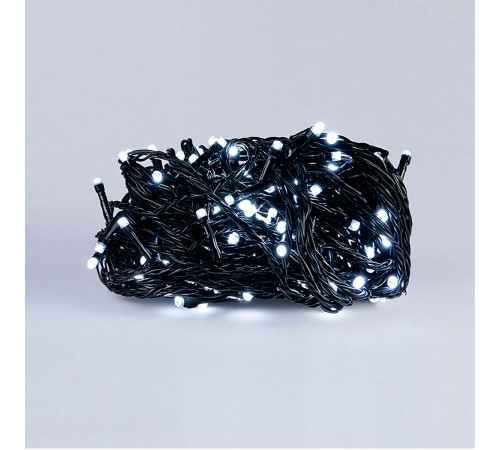 Гірлянда-нитка 220 LED, 22 м, від мережі, чорний кабель, білий