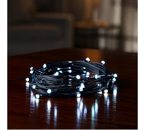 Гірлянда-нитка 220 LED, 22 м, від мережі, чорний кабель, білий