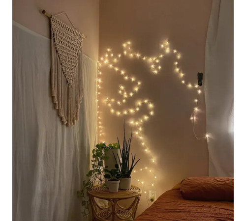 Гірлянда-нитка 220 LED, 22 м, від мережі, прозорий кабель, жовтий