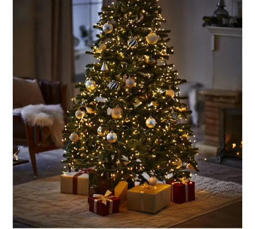 Гірлянда-нитка 220 LED, 22 м, від мережі, чорний кабель, жовтий