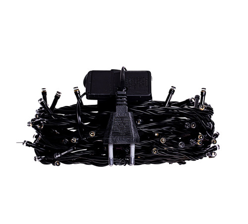 Гірлянда-нитка 220 LED, 22 м, від мережі, чорний кабель, жовтий