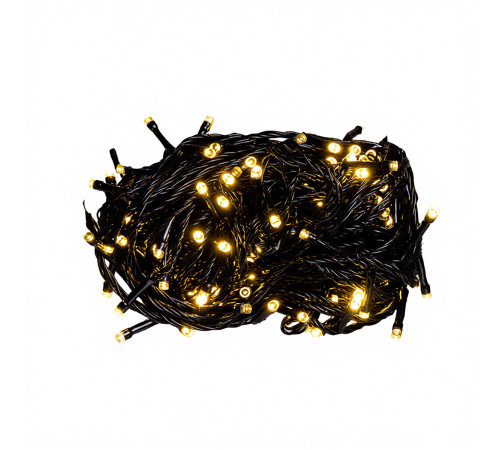 Гірлянда-нитка 220 LED, 22 м, від мережі, чорний кабель, жовтий