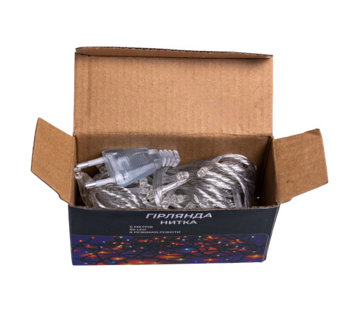 Гірлянда-нитка 50 LED, 6 м, від мережі, прозорий кабель, білий