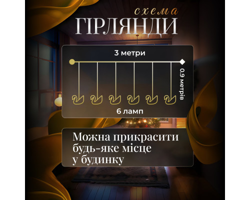 Гірлянда-штора Лебеді 3 м, 6 фігур, теплий білий