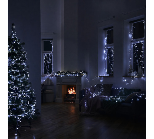 Гірлянда-нитка вулична Різдвяна фея 300 LED, 30 м, від мережі, білий кабель, білий
