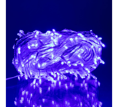 Гірлянда-нитка вулична Різдвяна фея 300 LED, 30 м, від мережі, білий кабель, синій