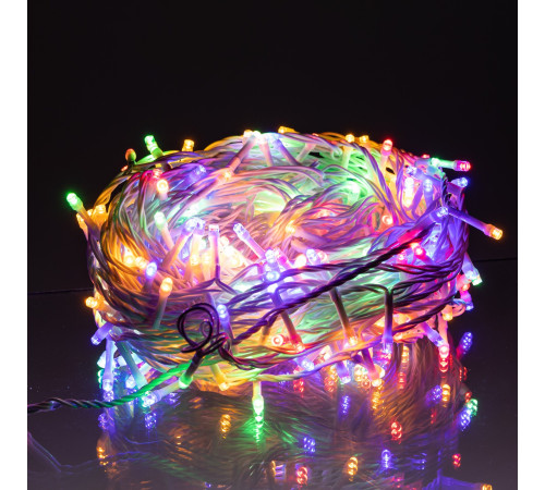 Гірлянда-нитка вулична Різдвяна фея 300 LED, 30 м, від мережі, білий кабель, мультиколор