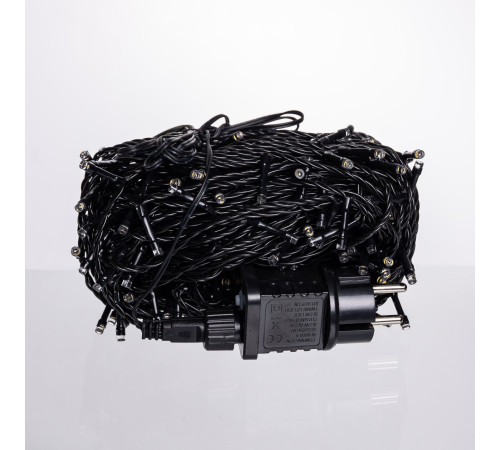 Гірлянда-нитка вулична Різдвяна фея 300 LED, 30 м, від мережі, чорний кабель, жовтий