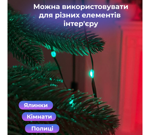 Смарт-гірлянда 250 LED, 2,5 м, з керуванням зі смартфона, мультиколор