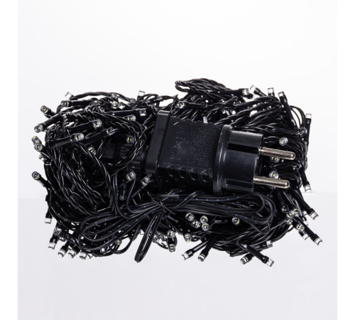 Гірлянда-нитка вулична Різдвяна фея 300 LED, 30 м, від мережі, чорний кабель, білий