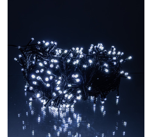 Гірлянда-нитка вулична Різдвяна фея 300 LED, 30 м, від мережі, чорний кабель, білий