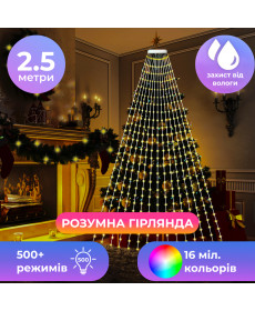 Смарт-гірлянда 250 LED, 2,5 м, з керуванням смартфона, мультиколор