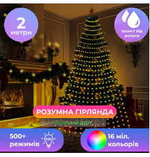 Смарт-гірлянда 200 LED, 2 м, з керуванням зі смартфона, мультиколор