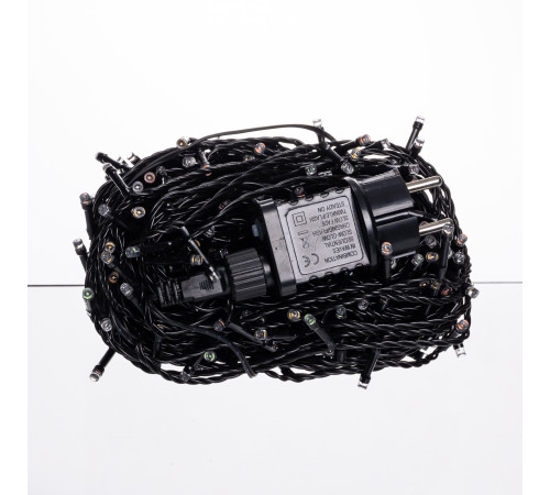 Гірлянда-нитка вулична Різдвяна фея 300 LED, 30 м, від мережі, чорний кабель, мультиколор