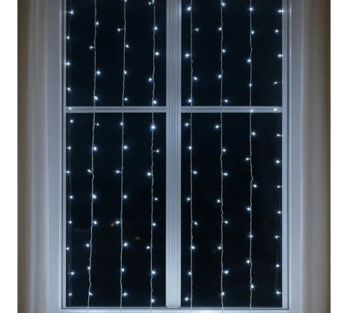 Гірлянда-штора 80 LED, 2х2 м, від мережі, білий кабель, білий