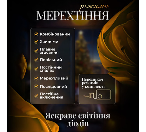 Гірлянда-штора Місяць та зірки, 3*0,9 м, 12 фігур, білий