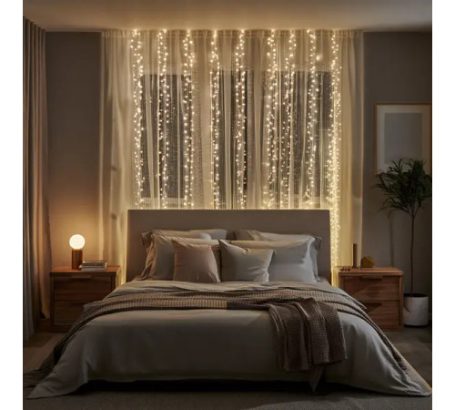 Гірлянда-штора Хвойна лапа 400 LED, 3х2 м, від мережі, жовтий