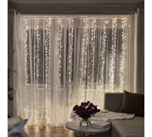 Гірлянда-штора Хвойна лапа 400 LED, 3х2 м, від мережі, білий