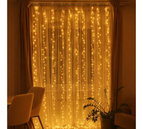 Гірлянда-штора Хвойна лапа 600 LED, 3х3 м, від мережі, жовтий