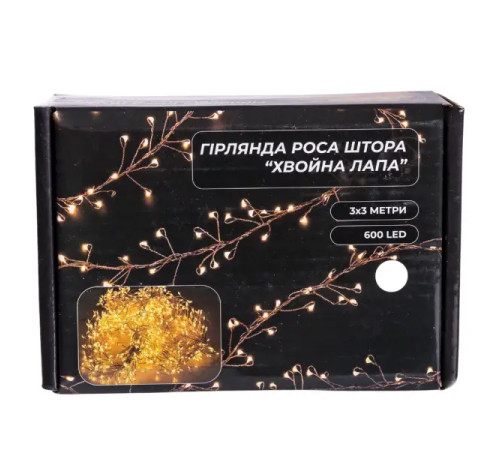 Гірлянда-штора Хвойна лапа 600 LED, 3х3 м, від мережі, білий