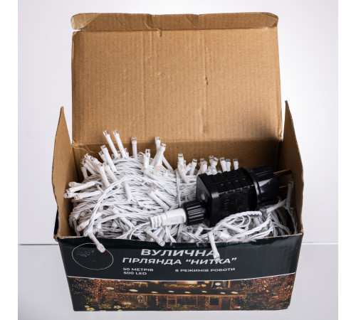 Гірлянда-нитка вулична 500 LED, 50 м, від мережі, білий кабель, мультиколор