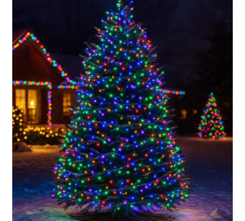 Гірлянда-нитка вулична 500 LED, 50 м, від мережі, білий кабель, мультиколор