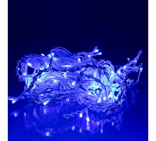 Гірлянда вулична Бахрома 135 LED, 6 м, від мережі, білий кабель, синій