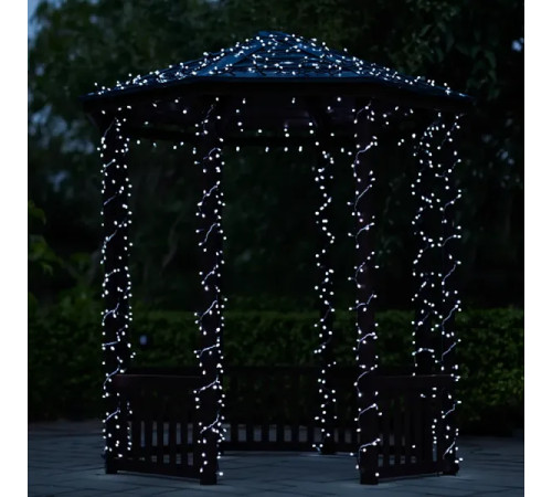 Гірлянда вулична із сонячною панеллю 300 LED, 30 м, чорний кабель, білий