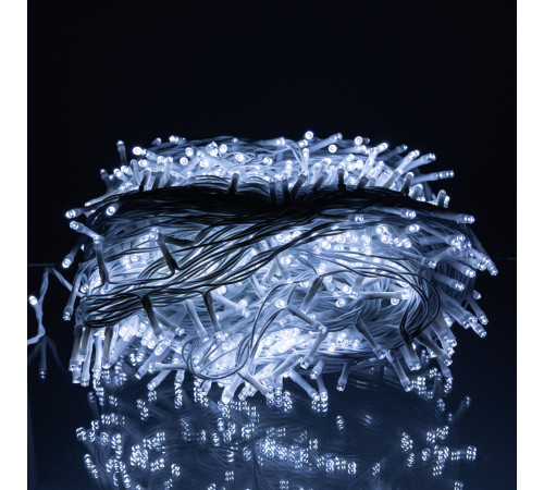 Гірлянда-нитка вулична 1000 LED, 100 м, від мережі, білий кабель, білий