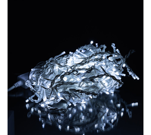 Гірлянда вулична Бахрома 200 LED, 12 м, від мережі, білий кабель, білий