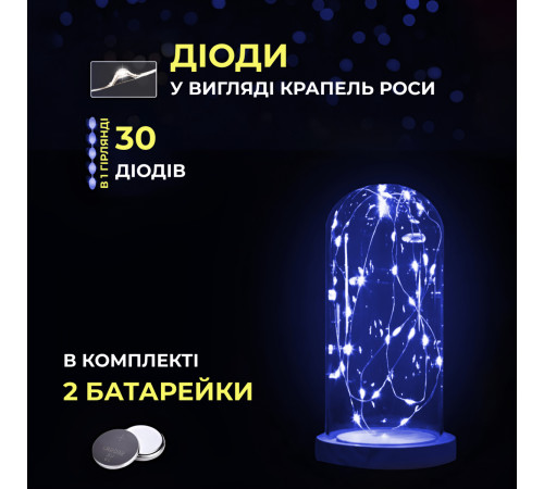 Гірлянда Роса нитка 30 LED, 3 м, на батарейках, синій