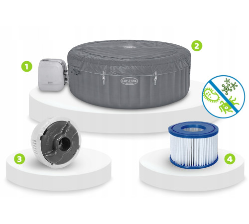 Джакузі-SPA надувне BESTWAY LAY-Z-SPA Santorini HydroJet 7-місне Джакузі-SPA надувне BESTWAY LAY-Z-SPA Santorini HydroJet 7-місне