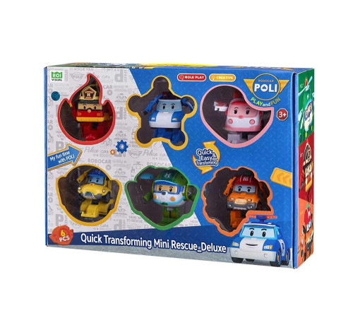 Машинки дитячі Roi Visual Міні рятівники-трансформери делюкс 6 шт