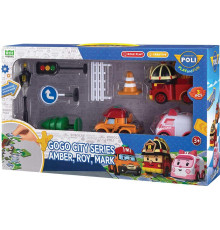 Набір машинок дитячих Roi Visual Міська серія GoGo Ембер, Рой, Марк + аксесуари