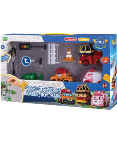 Набір машинок дитячих Roi Visual Міська серія GoGo Ембер, Рой, Марк + аксесуари