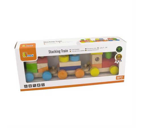 Дерев'яний поїзд Viga Toys Кольорові кубики (51610) Дерев'яний поїзд Viga Toys Кольорові кубики (51610)