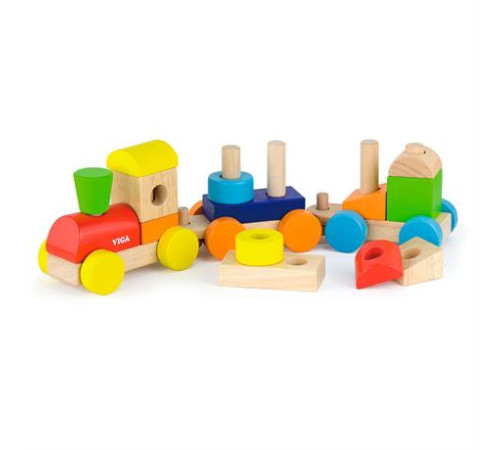 Дерев'яний поїзд Viga Toys Кольорові кубики (51610) Дерев'яний поїзд Viga Toys Кольорові кубики (51610)