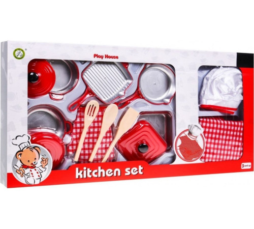 Дитячий набір Red little Chef 3+ Костюм кухаря + Каструлі + Аксесуари 14 шт.