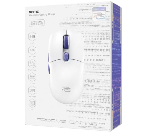 Миша ігрова бездротова Proove Gaming Rate Special Edition біло-фіолетова Миша ігрова бездротова Proove Gaming Rate Special Edition біло-фіолетова