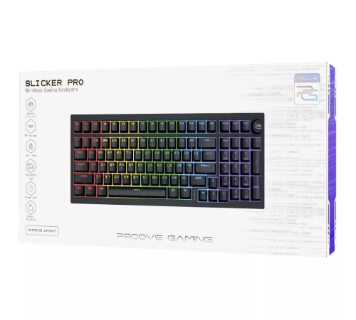Клавіатура ігрова бездротова Proove Gaming Slicker Pro чорна Клавіатура ігрова бездротова Proove Gaming Slicker Pro чорна