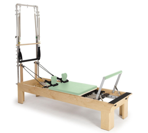 Реформер для пілатесу дерев'яний Elina Pilates Physio з вежею, зелений
