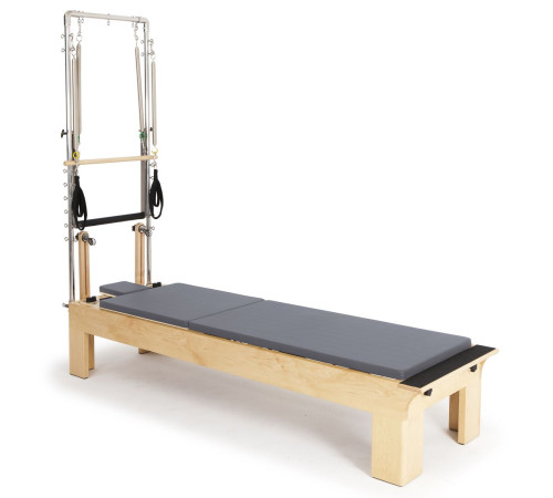 Реформер для пілатесу дерев'яний Elina Pilates Physio з вежею, сірий