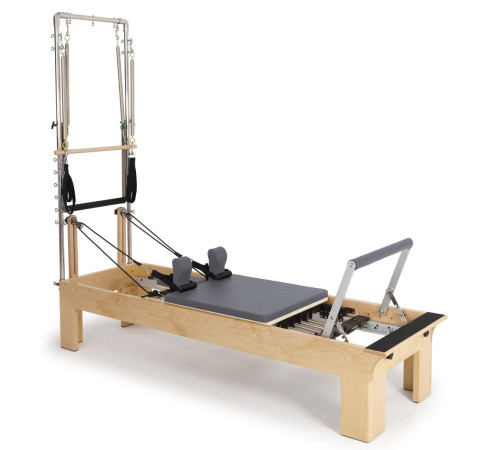 Реформер для пілатесу дерев'яний Elina Pilates Physio з вежею, сірий