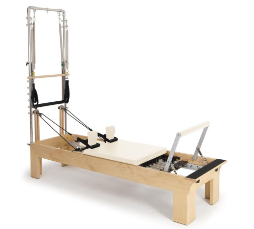 Реформер для пілатесу дерев'яний Elina Pilates Physio з вежею, айворі