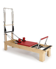 Реформер для пілатесу дерев'яний Elina Pilates Physio з вежею, червоний