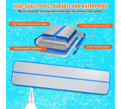 Надувний килимок VEVOR 398 x 101 x 10 см, біло-синій