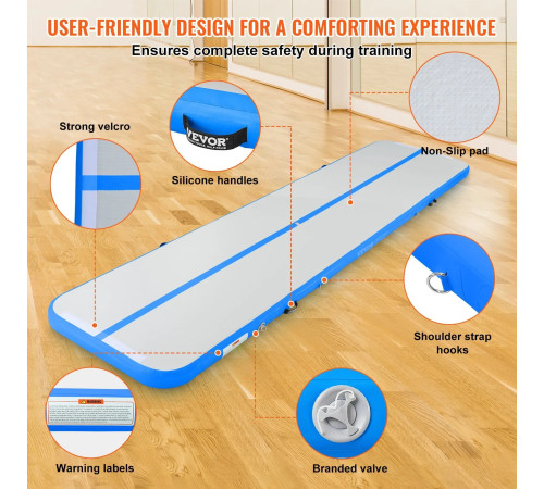 Надувний килимок VEVOR 398 x 101 x 10 см, біло-синій